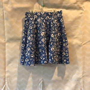 Blue floral skater skirt